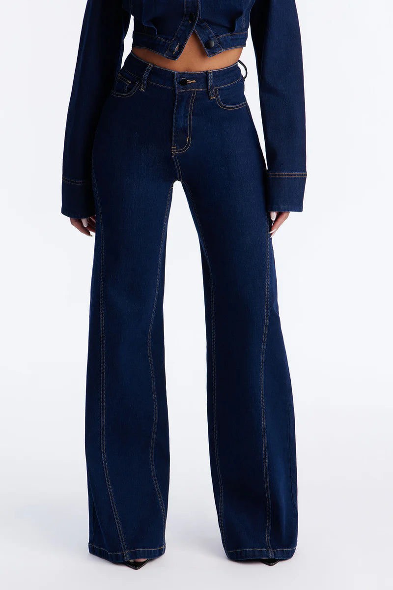 PANTALON FLARE DARK WASH