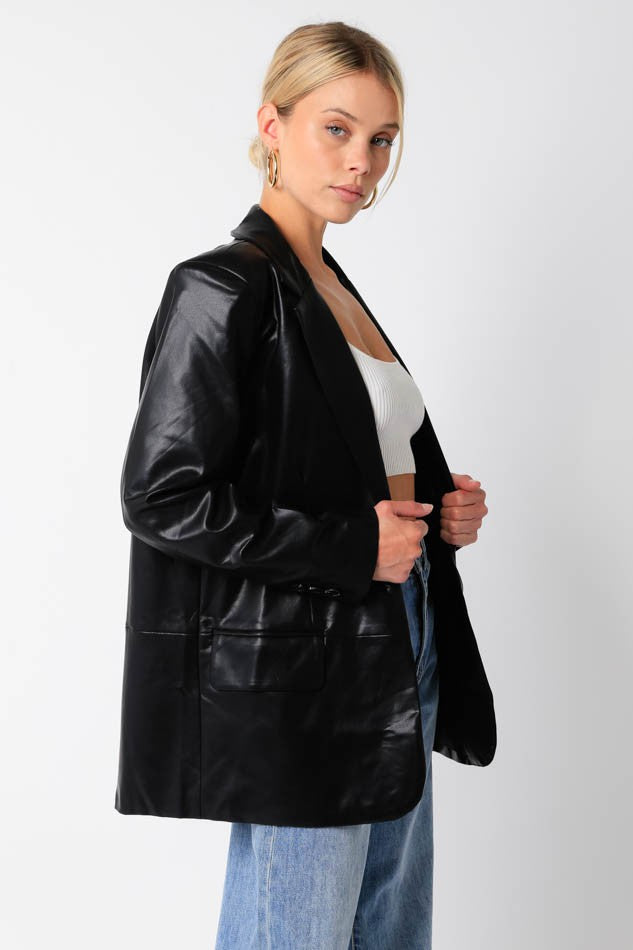 BLAZER OVERSIZE DE PIEL