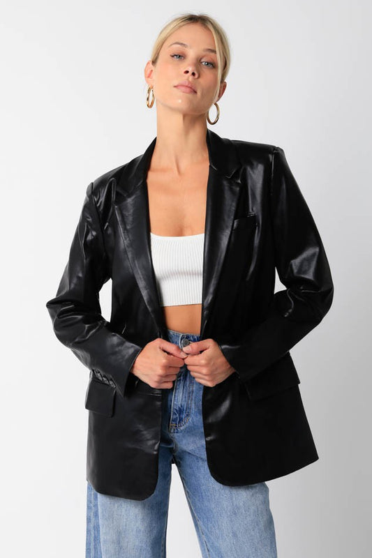 BLAZER OVERSIZE DE PIEL