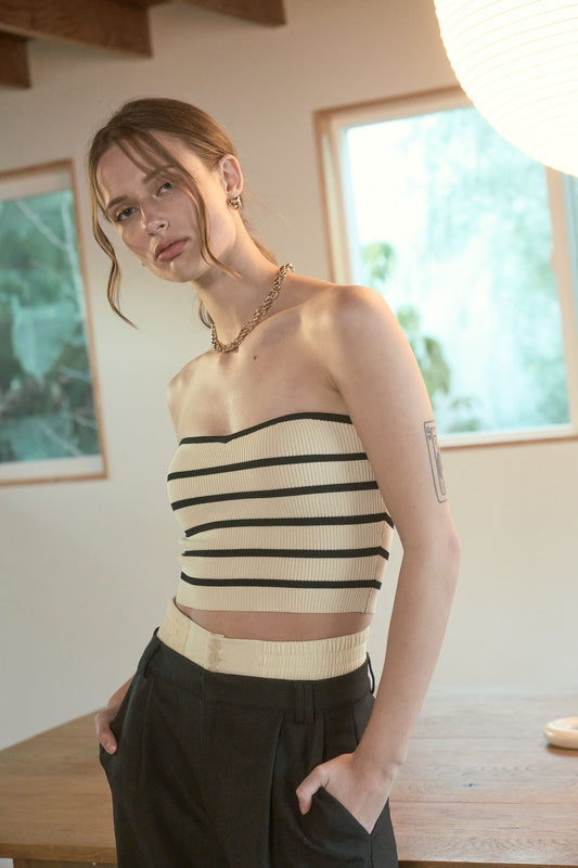TOP STRAPLESS A RAYAS