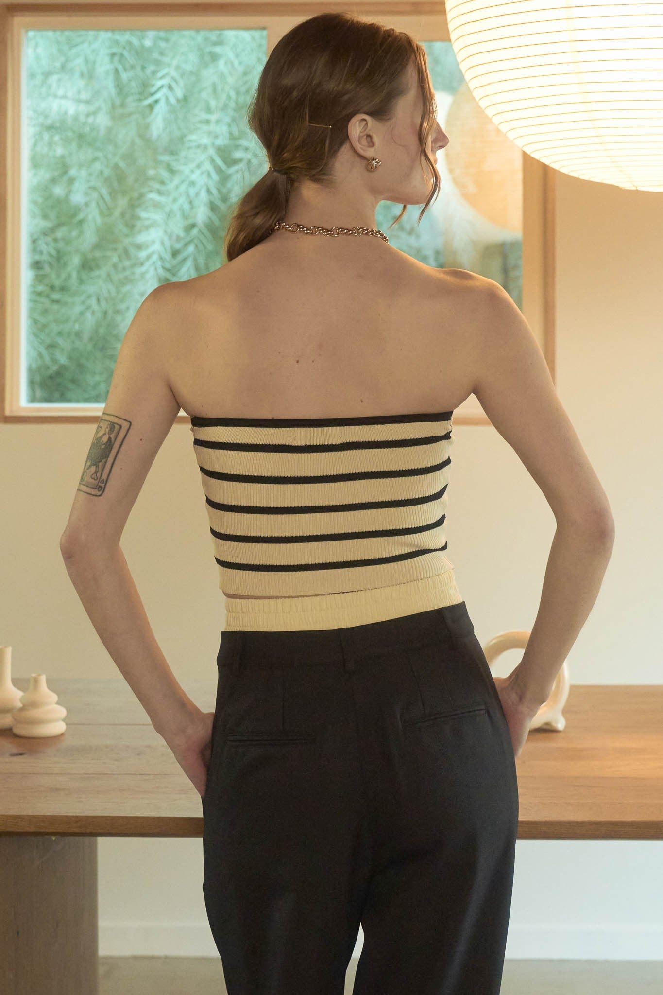 TOP STRAPLESS A RAYAS