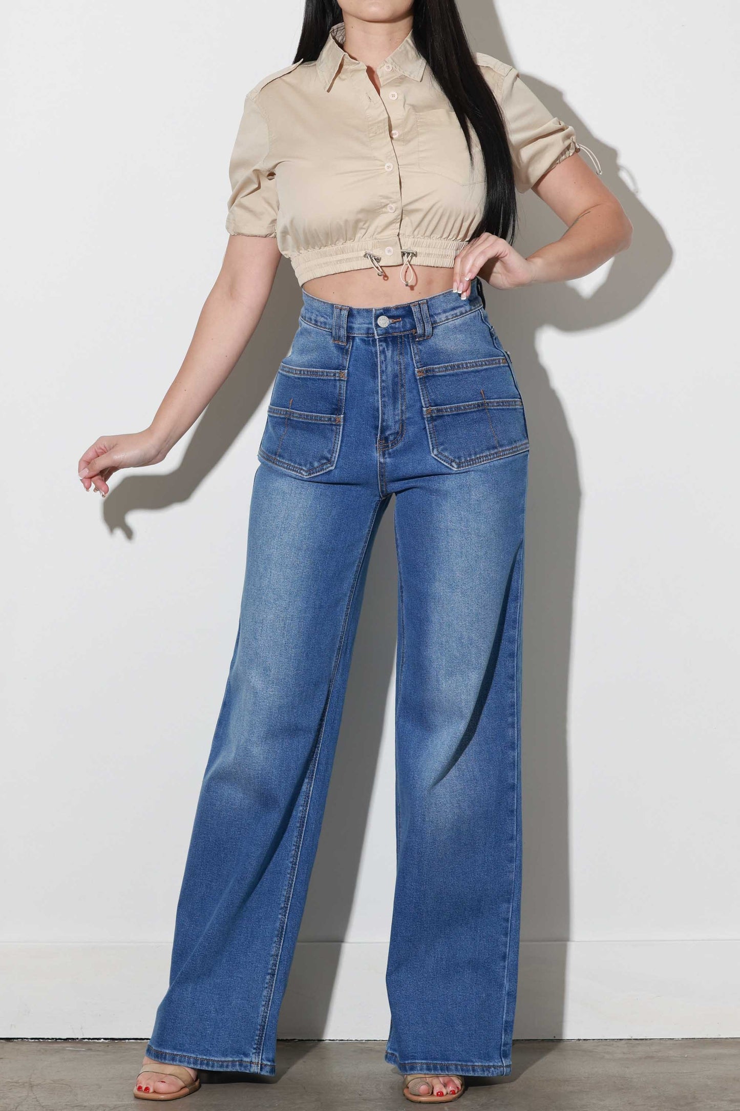 PANTALON WIDE LEG CON DOBLE BOLSILLO