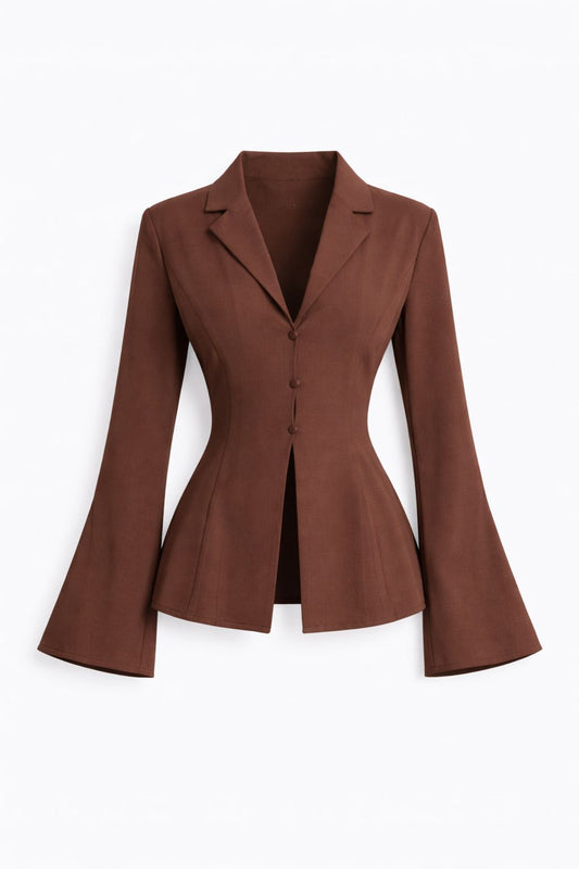 BLUSA TIPO BLAZER CON MANGAS ESTILO FLARE