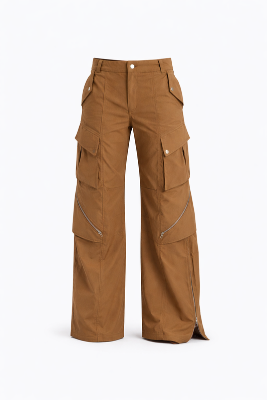 PANTALON CARGO DE CINTURA ALTA MARRON