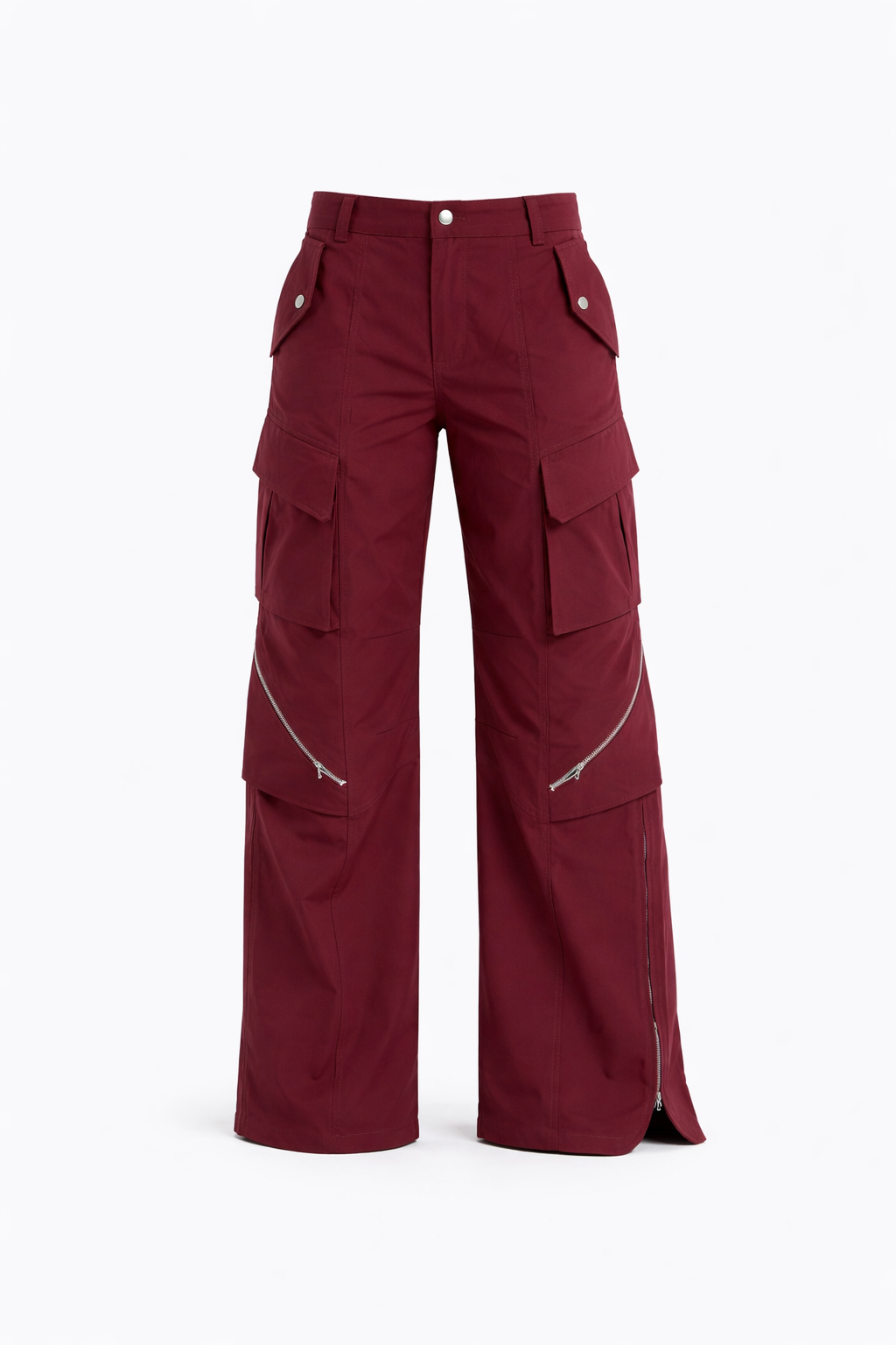 PANTALON CARGO DE CINTURA ALTA BURDEOS