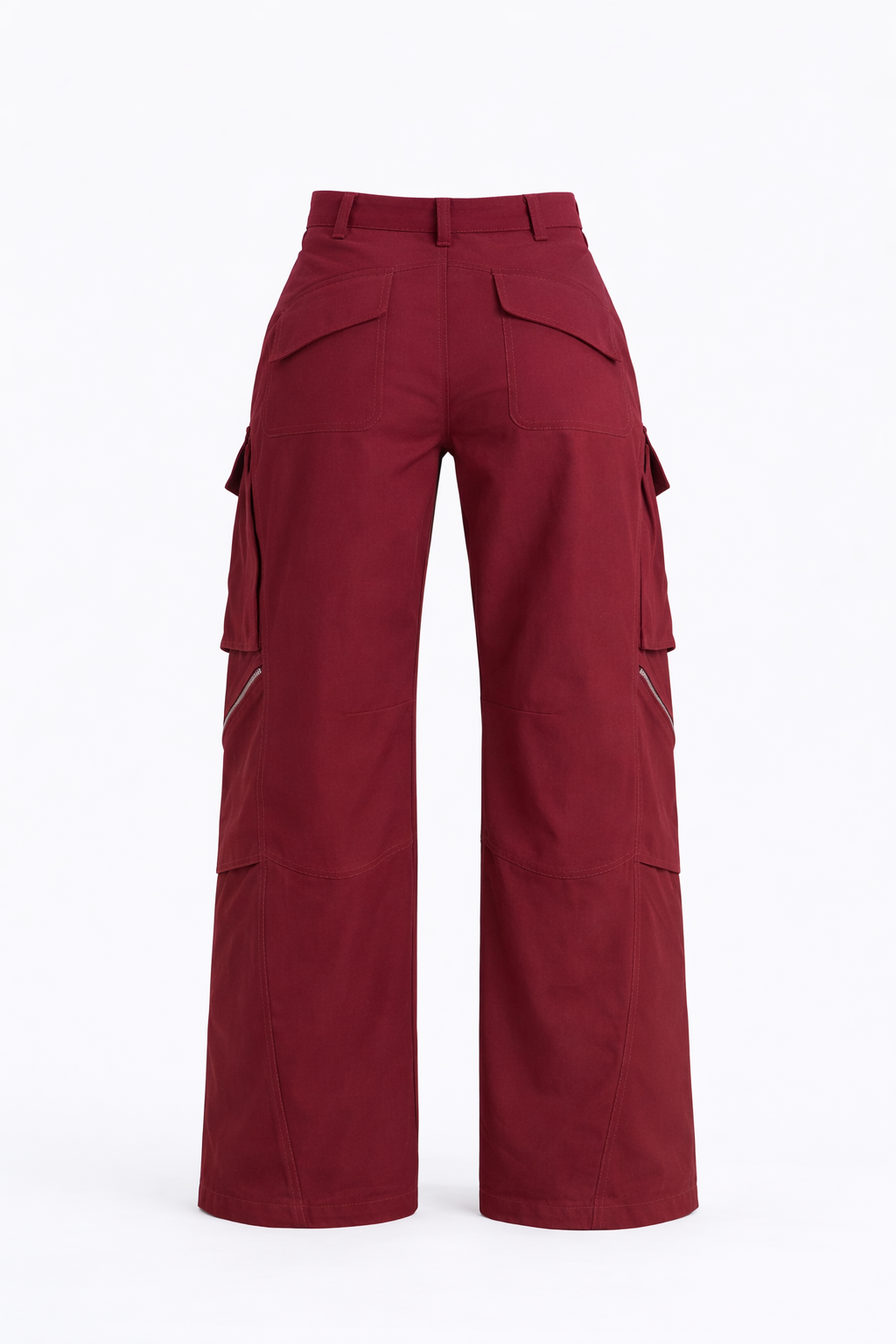 PANTALON CARGO DE CINTURA ALTA BURDEOS