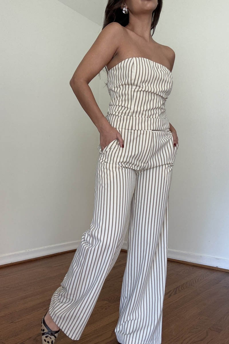 SET DE TOP STRAPPLE & PANTALON A RAYAS