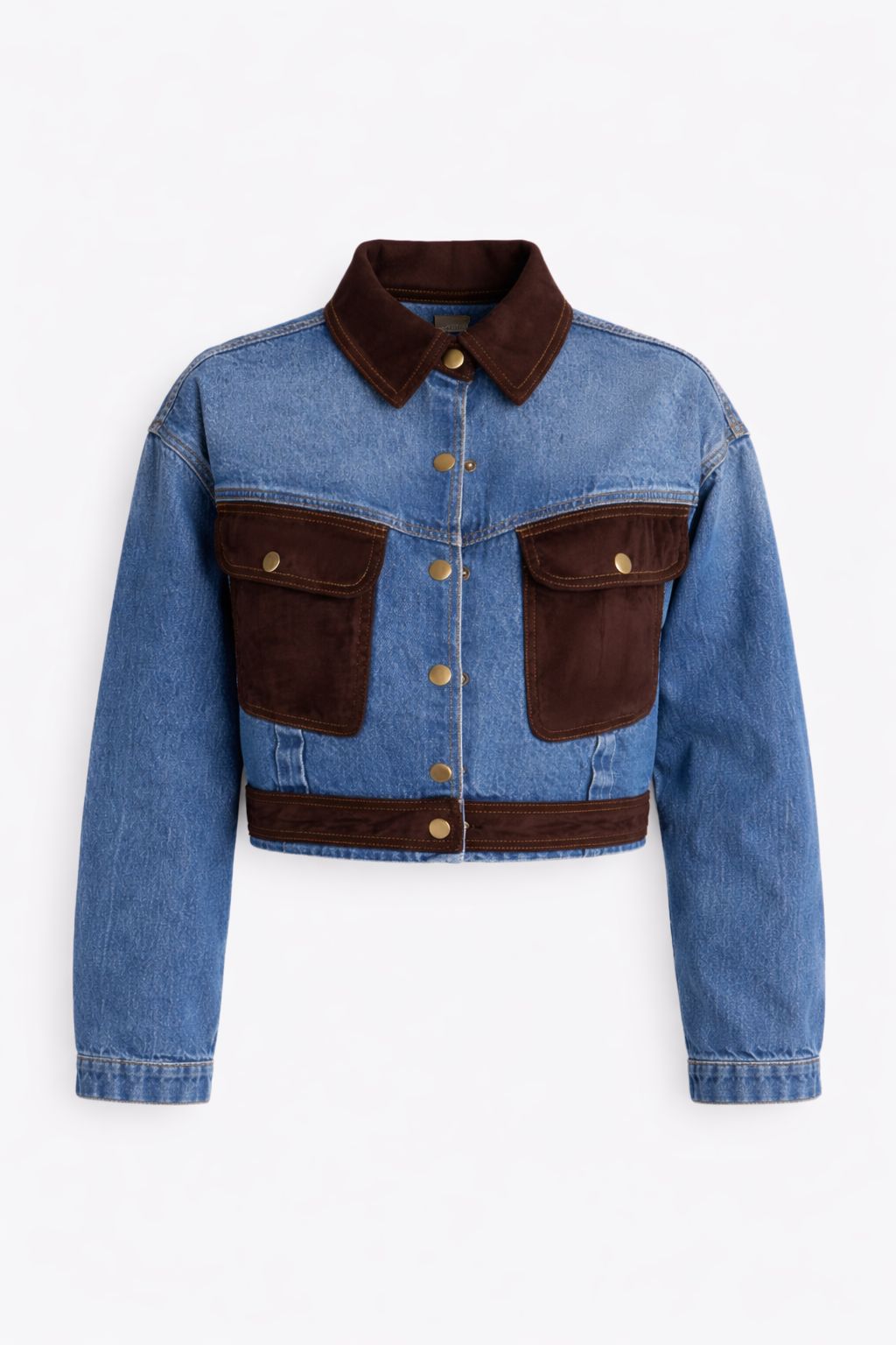 CHAQUETA DE MEZCLILLA CON BOLSAS CAFES